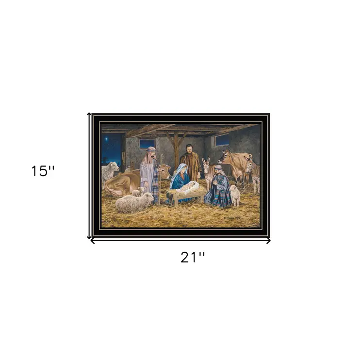 The Birth of Christ Black Framed Wall Art