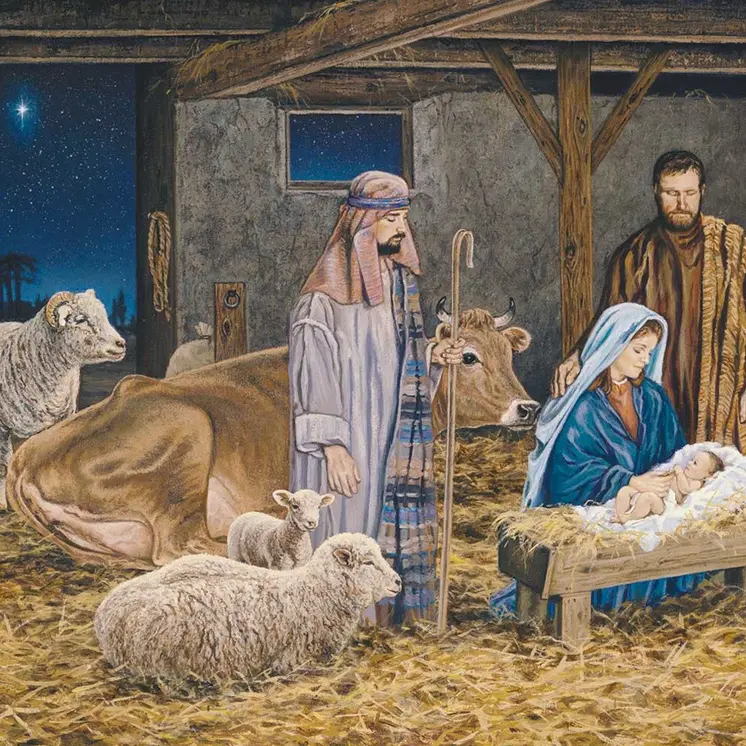 The Birth of Christ White Framed Wall Art