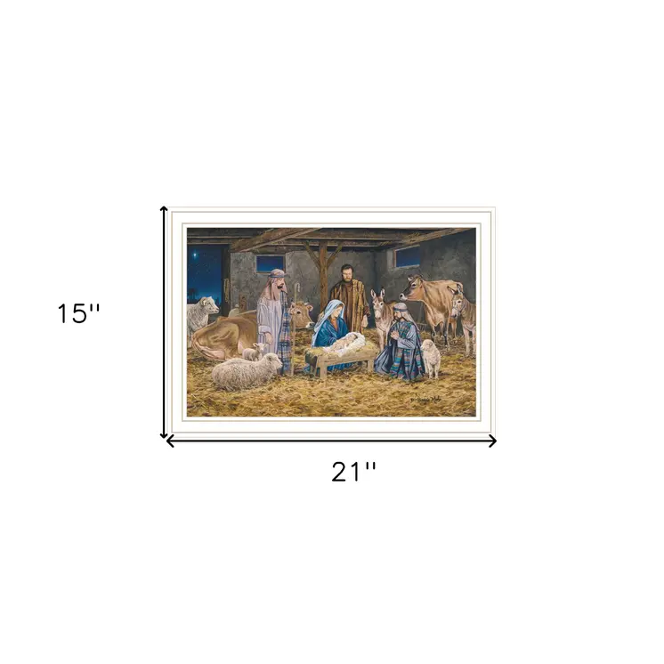 The Birth of Christ White Framed Wall Art