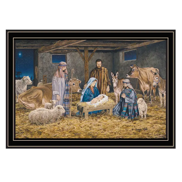 The Birth of Christ Black Framed Wall Art