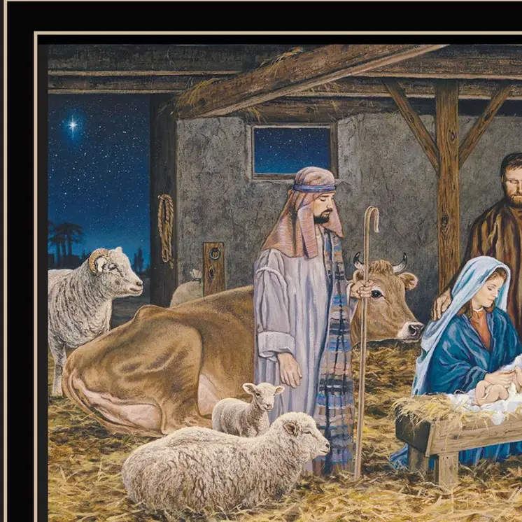 The Birth of Christ Black Framed Wall Art