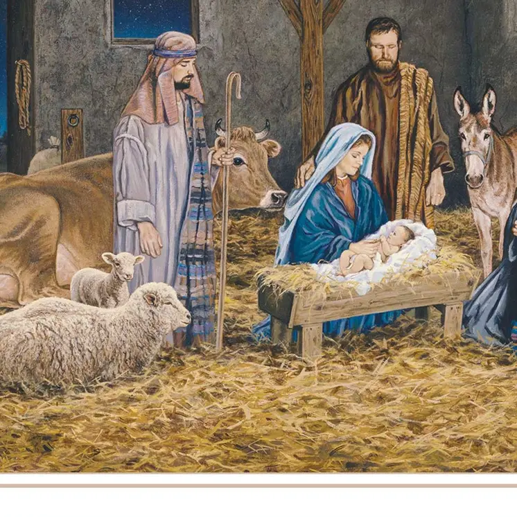 The Birth of Christ White Framed Wall Art