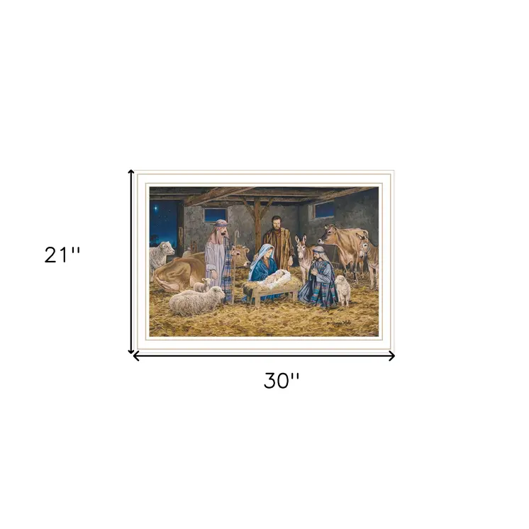 The Birth of Christ White Framed Wall Art