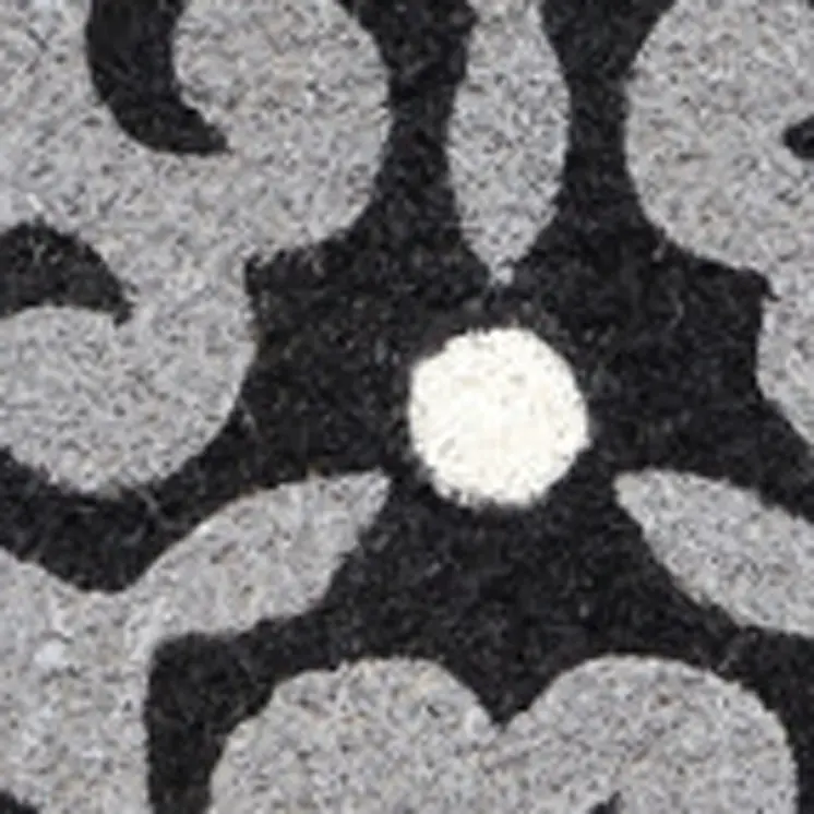 18" X 30" Beige and White Coir Damask Outdoor Door Mat