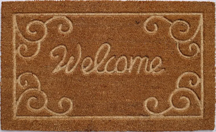 18" X 30" Beige and White Coir Vines Welcome Outdoor Door Mat