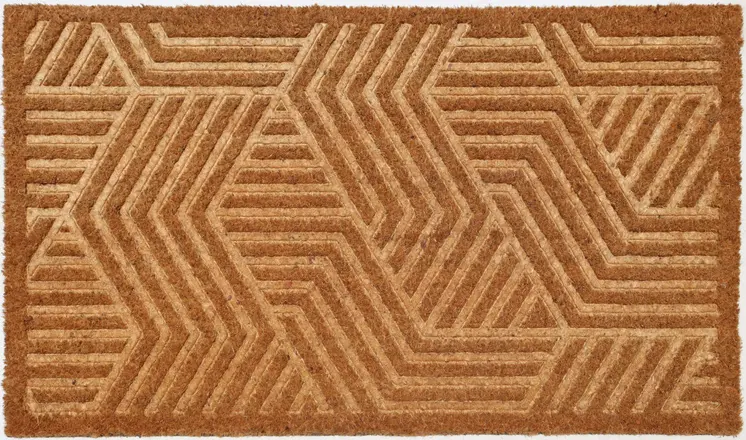 18" X 30" Beige and White Coir Outdoor Door Mat