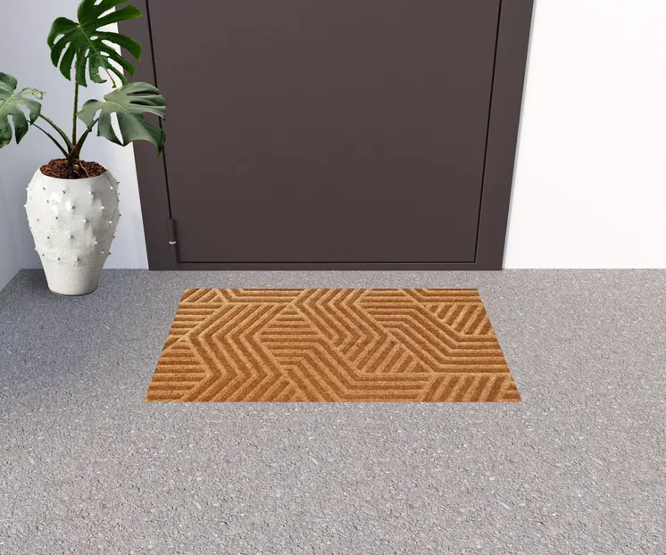 18" X 30" Beige and White Coir Outdoor Door Mat