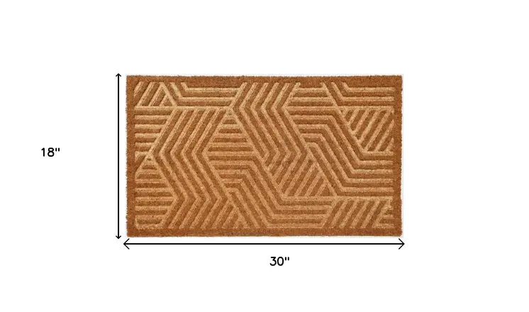 18" X 30" Beige and White Coir Outdoor Door Mat