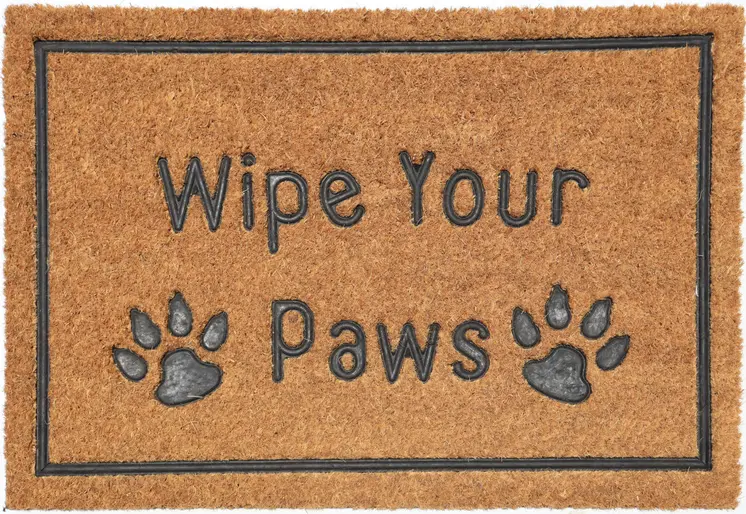 18" X 30" Beige and Gray Coir Wipe Your Paws Outdoor Door Mat