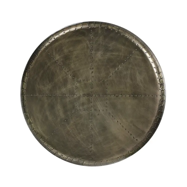 39" Bronze Aluminum Round Floor Shelf Coffee Table With Shelf