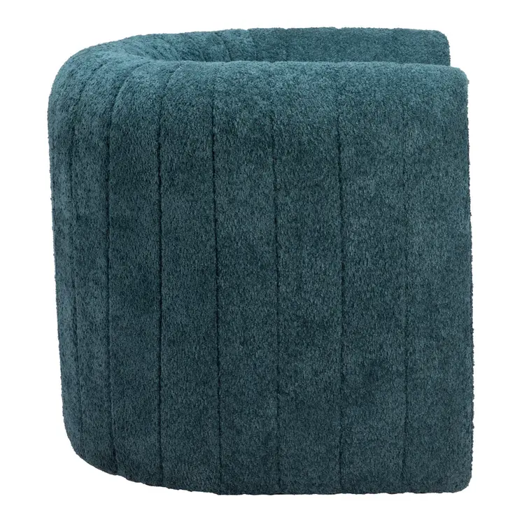 37" Aquamarine Sherpa And Upholstered Tufted Arm Chair