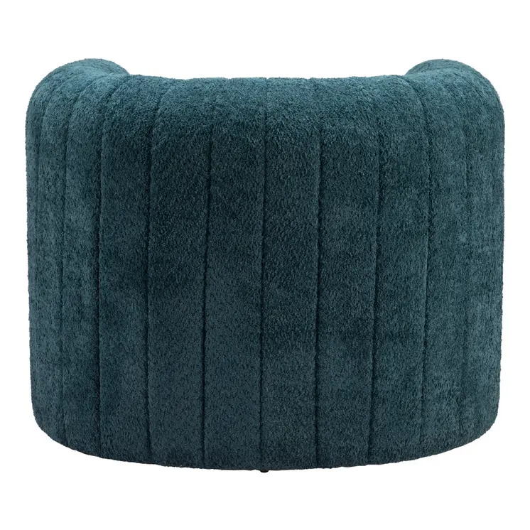 37" Aquamarine Sherpa And Upholstered Tufted Arm Chair
