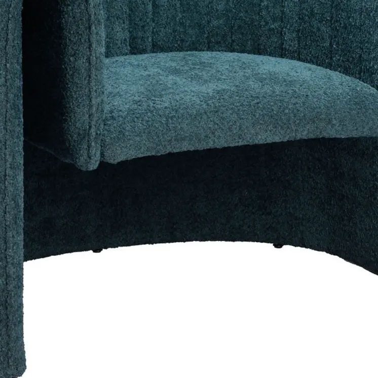 37" Aquamarine Sherpa And Upholstered Tufted Arm Chair