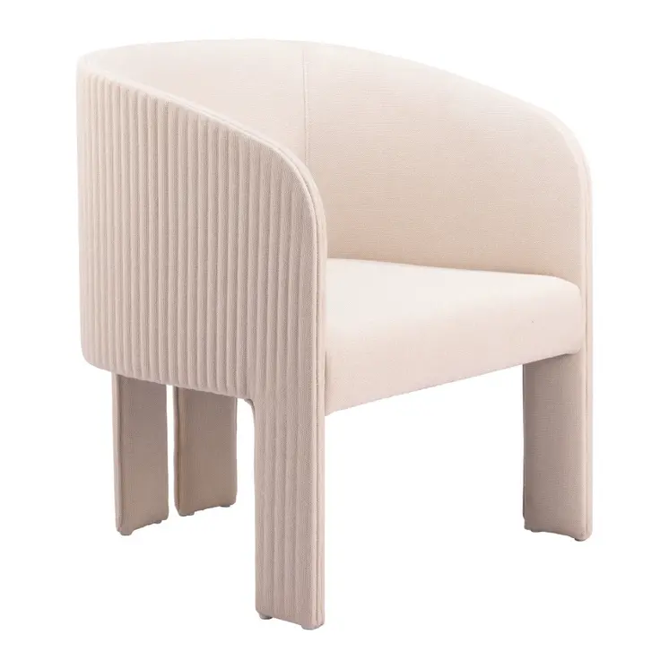25" Beige Upholstered Arm Chair