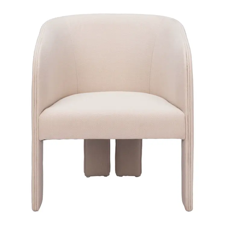 25" Beige Upholstered Arm Chair