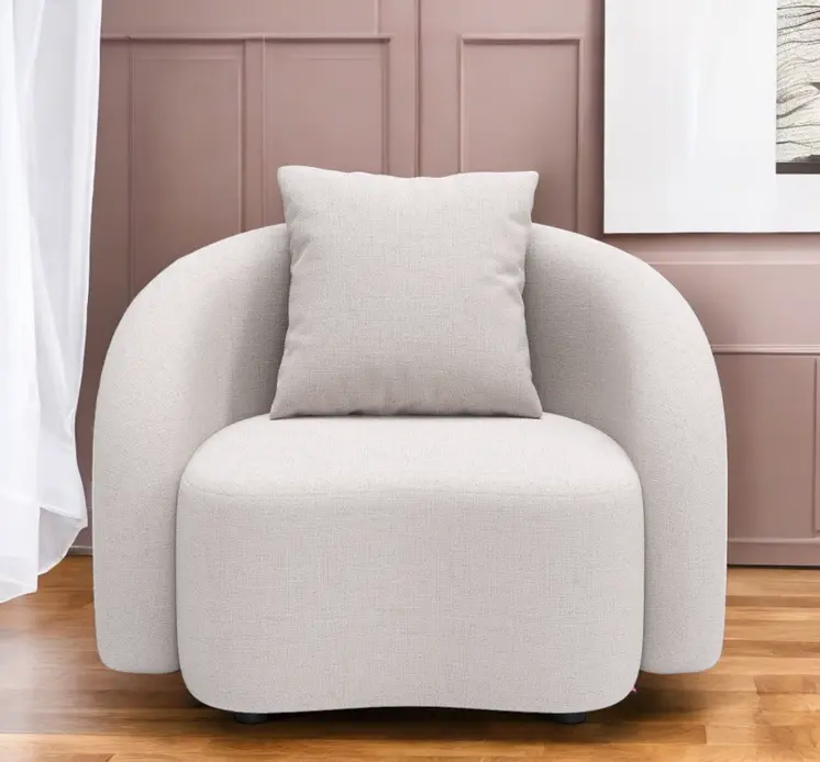 42" Beige Outdoor Accent Chair with Beige Cushions