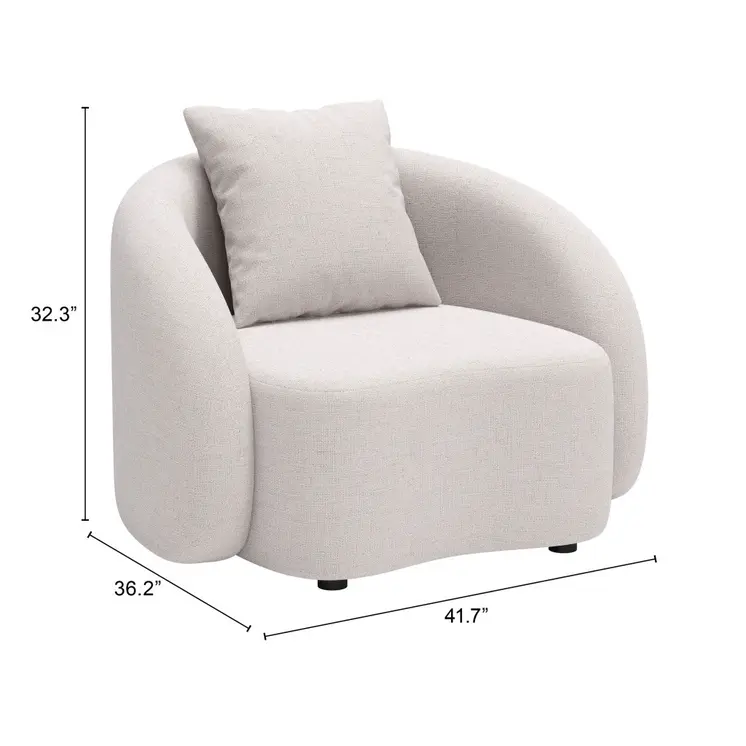 42" Beige Outdoor Accent Chair with Beige Cushions