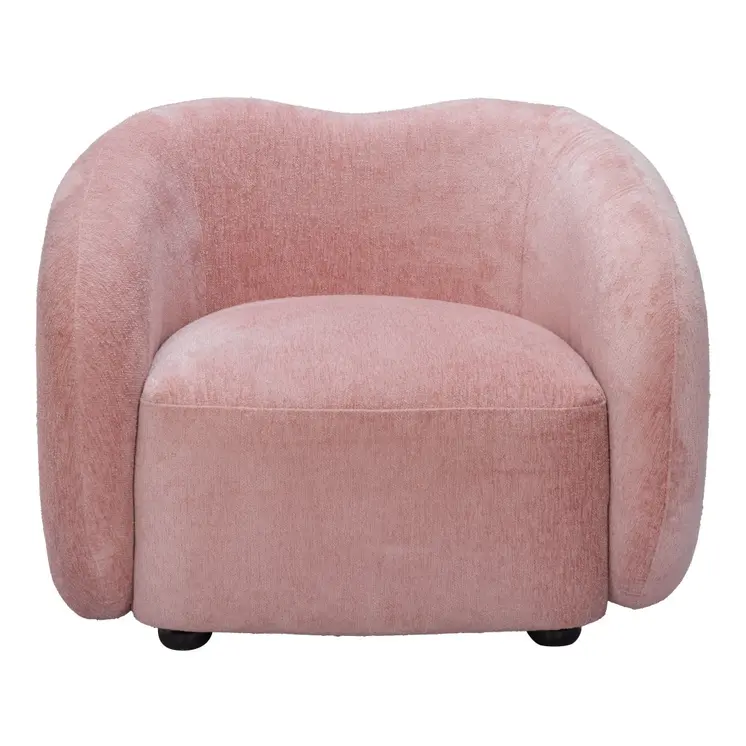 36" Pink And Black Faux Shearling And Upholstered Arm Chair