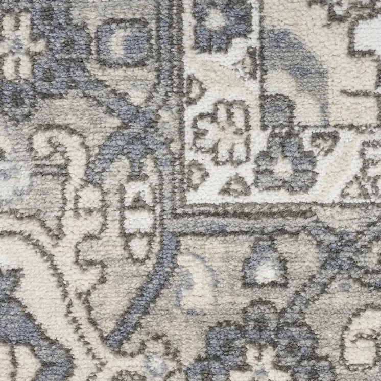4' Blue Floral Power Loom Round Rug