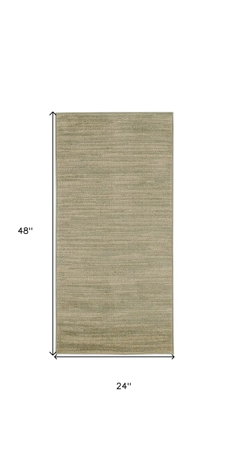 2' X 4' Green And Gold Abstract Indoor Outdoor Area Rug