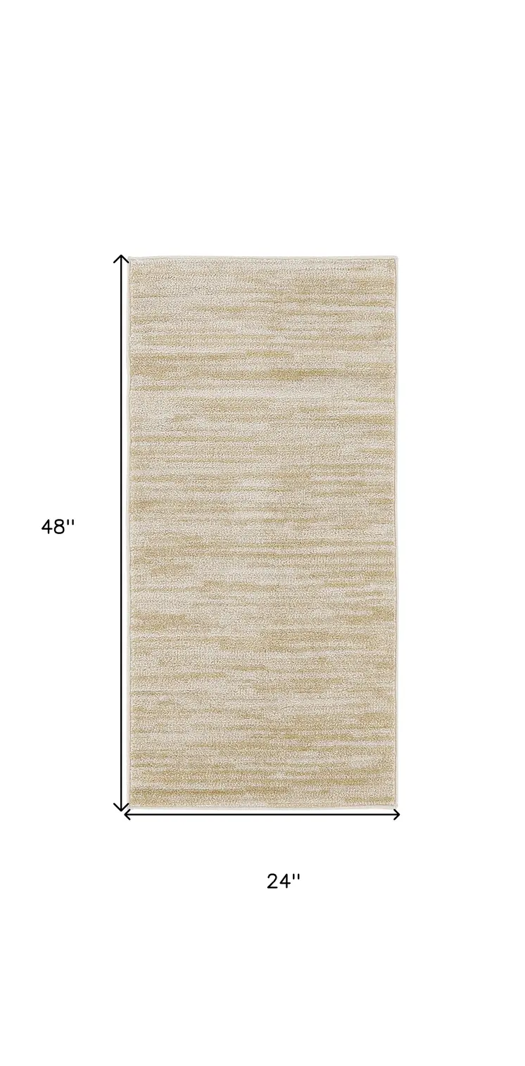 2' X 4' Ivory And Gold Abstract Indoor Outdoor Area Rug