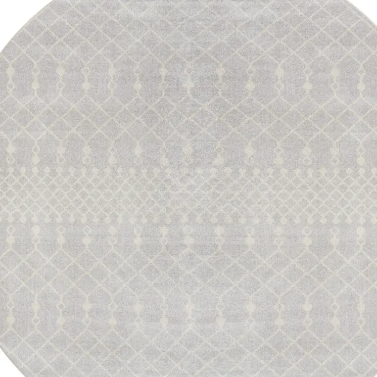 4' Gray Geometric Power Loom Round Rug
