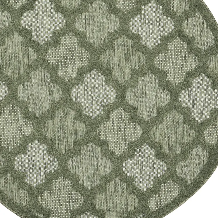 4' Dark Green And Light Green Round Geometric Indoor Outdoor Area Rug