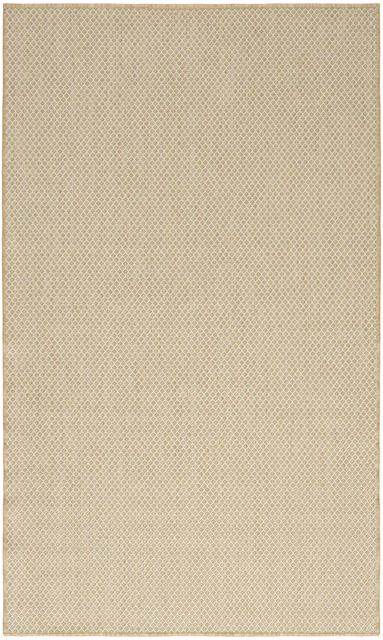 3' X 5' Natural And Ivory Geometric Indoor Outdoor Area Rug
