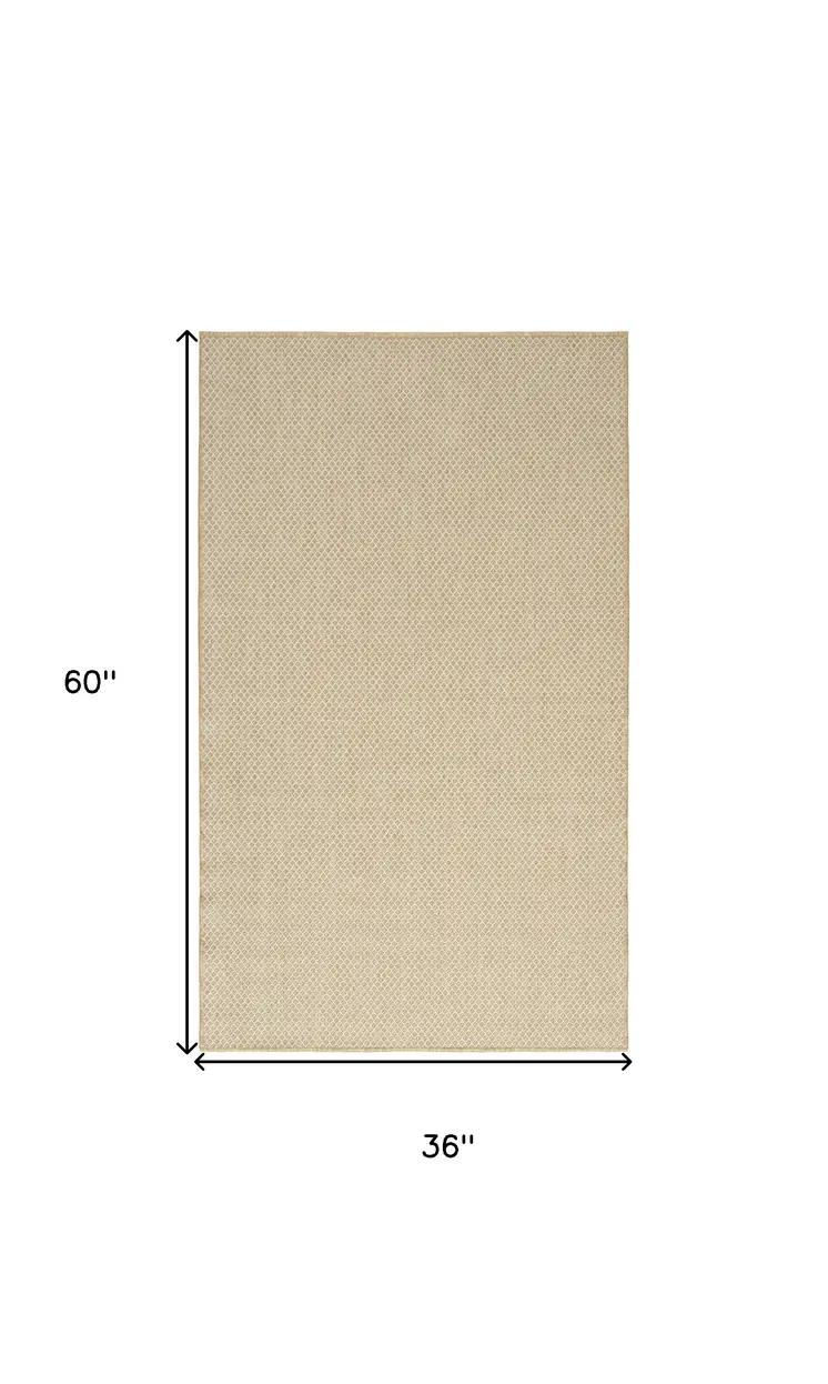 3' X 5' Natural And Ivory Geometric Indoor Outdoor Area Rug