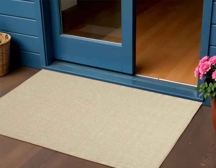 3' X 5' Natural And Ivory Geometric Indoor Outdoor Area Rug
