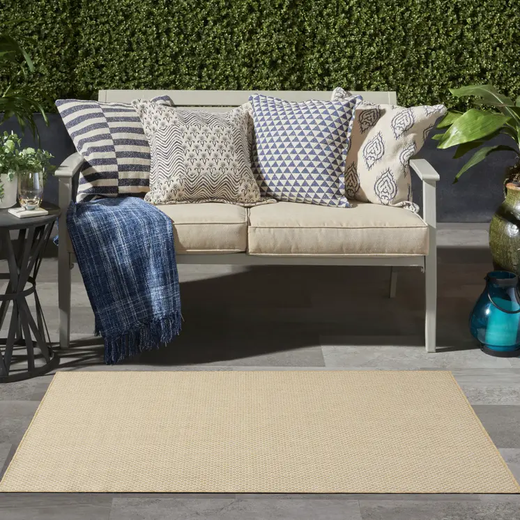 3' X 5' Natural And Ivory Geometric Indoor Outdoor Area Rug