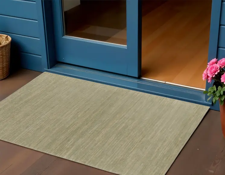 3' X 5' Green And Gold Abstract Indoor Outdoor Area Rug
