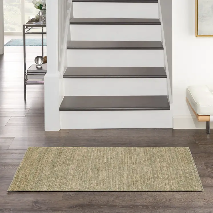 3' X 5' Green And Gold Abstract Indoor Outdoor Area Rug
