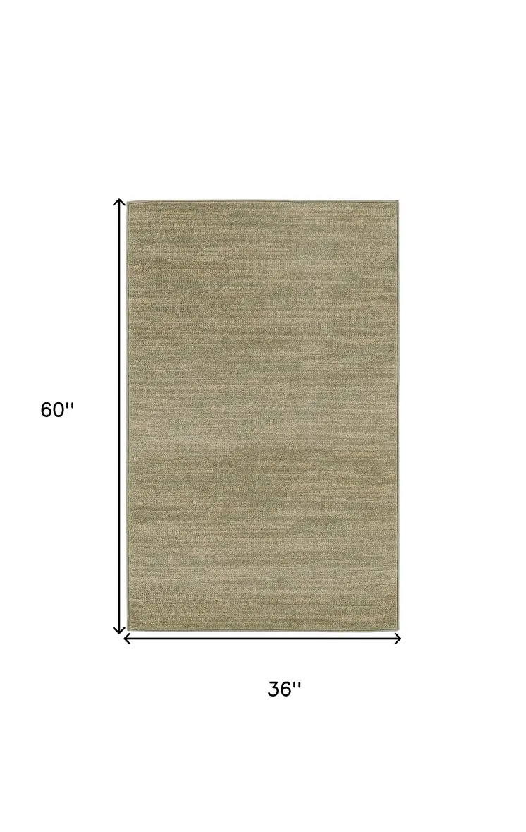 3' X 5' Green And Gold Abstract Indoor Outdoor Area Rug