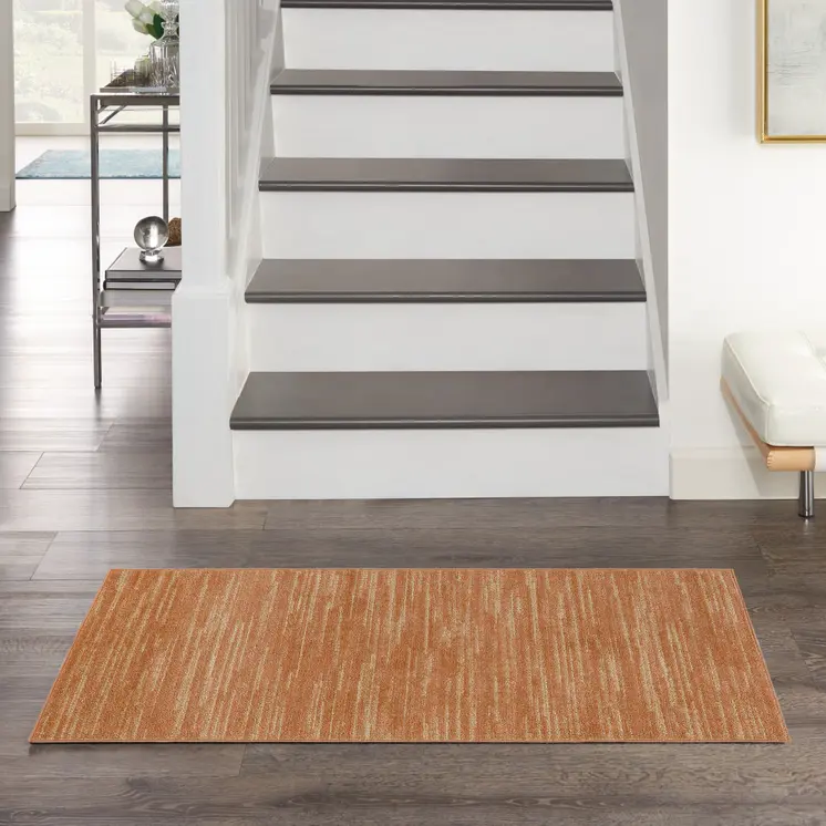 3' X 5' Rust And Beige Abstract Indoor Outdoor Area Rug