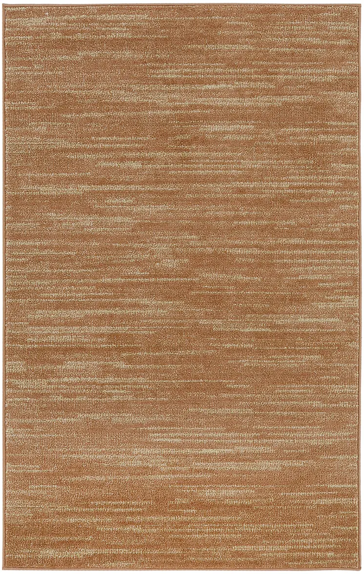 3' X 5' Rust And Beige Abstract Indoor Outdoor Area Rug