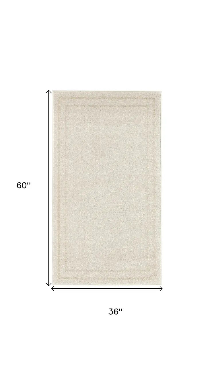 3' X 5' Ivory And Gold Indoor Outdoor Area Rug