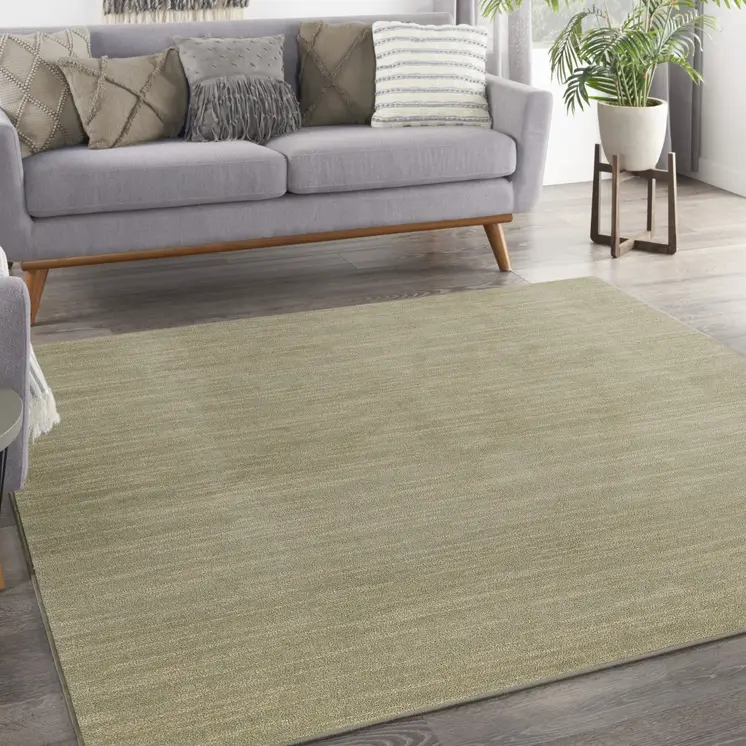 5' Green And Gold Square Abstract Indoor Outdoor Area Rug