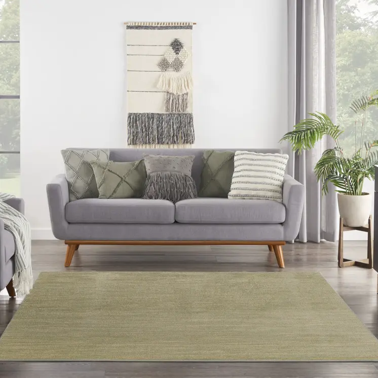 5' Green And Gold Square Abstract Indoor Outdoor Area Rug