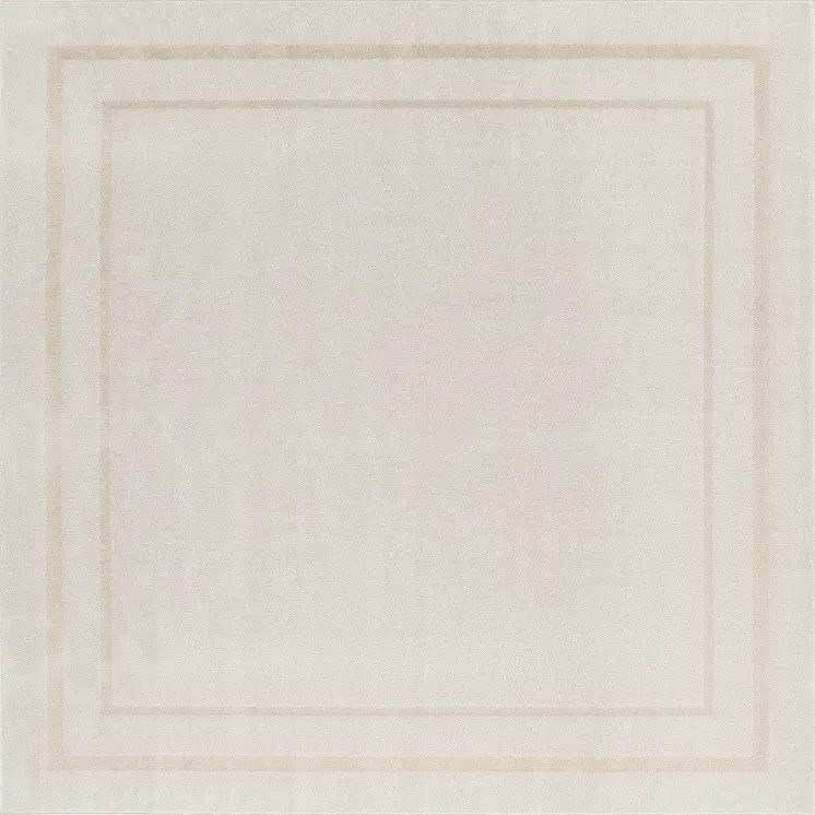 5' Ivory And Gold Square Indoor Outdoor Area Rug