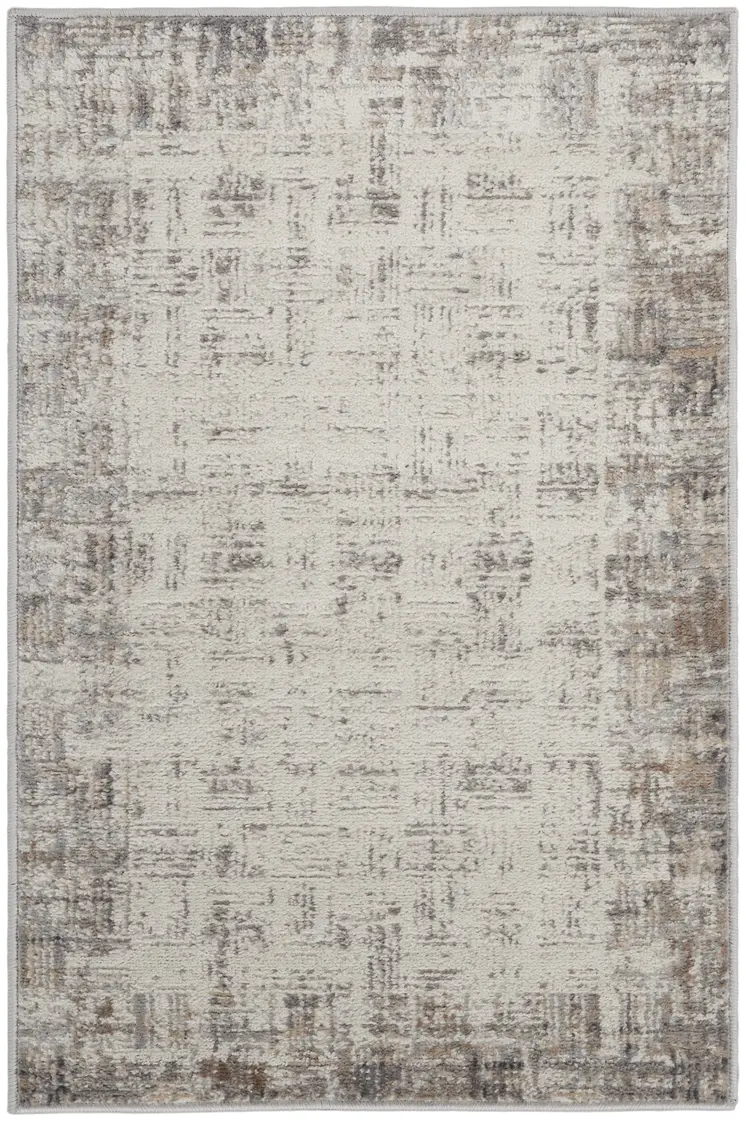 2' X 3' Ivory and Gray Abstract Area Rug