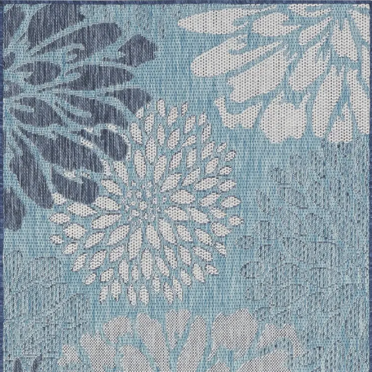 3' X 5' Navy Blue And Gray Floral Indoor Outdoor Area Rug