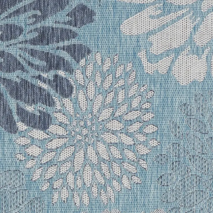 3' X 5' Navy Blue And Gray Floral Indoor Outdoor Area Rug