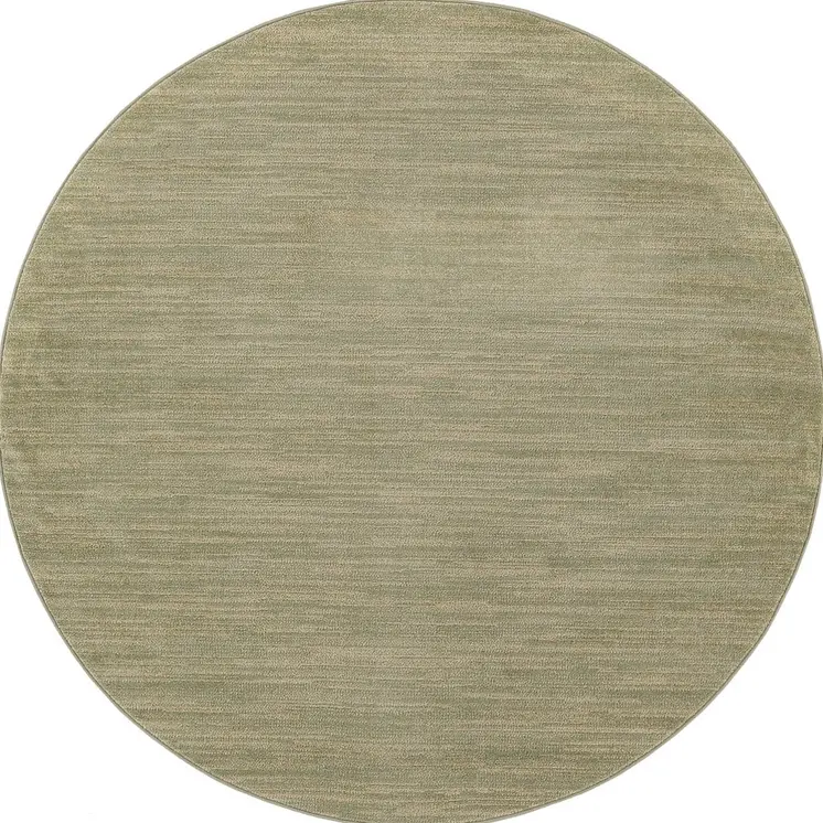 6' Green And Beige Round Abstract Indoor Outdoor Area Rug