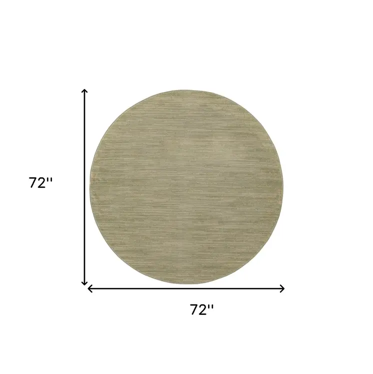 6' Green And Beige Round Abstract Indoor Outdoor Area Rug
