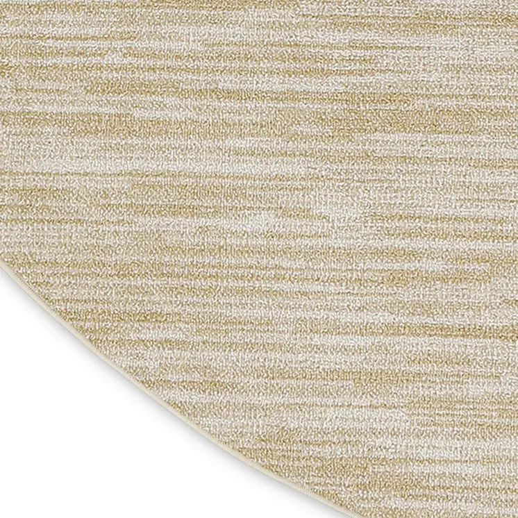 6' Ivory And Gold Round Abstract Indoor Outdoor Area Rug
