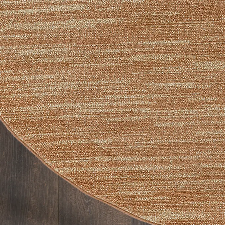 6' Rust And Beige Round Abstract Indoor Outdoor Area Rug