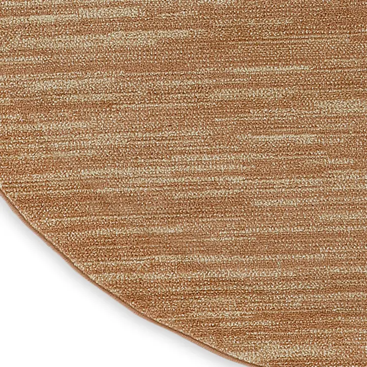 6' Rust And Beige Round Abstract Indoor Outdoor Area Rug