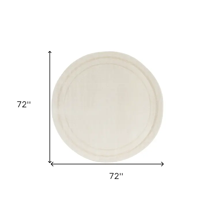6' Ivory And Gold Round Indoor Outdoor Area Rug