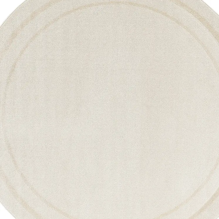6' Ivory And Gold Round Indoor Outdoor Area Rug
